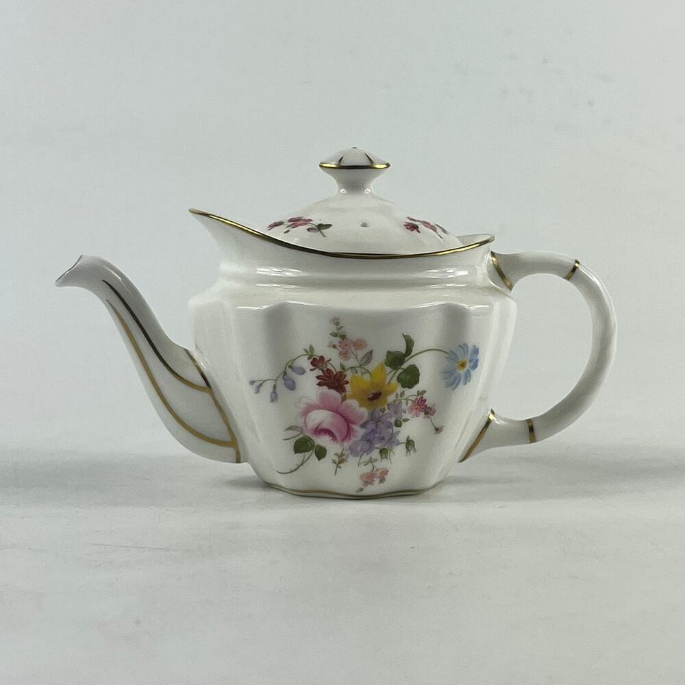 Royal Crown Derby Derby Posies Mini Bone China Teapot Floral Gold Trim England